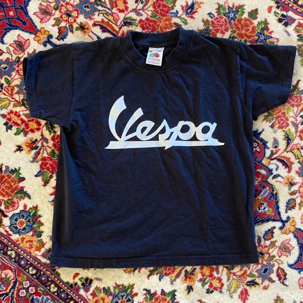 Kids Vespa Logo Black Scooter Tee T Shirt Boys Girls Toddler